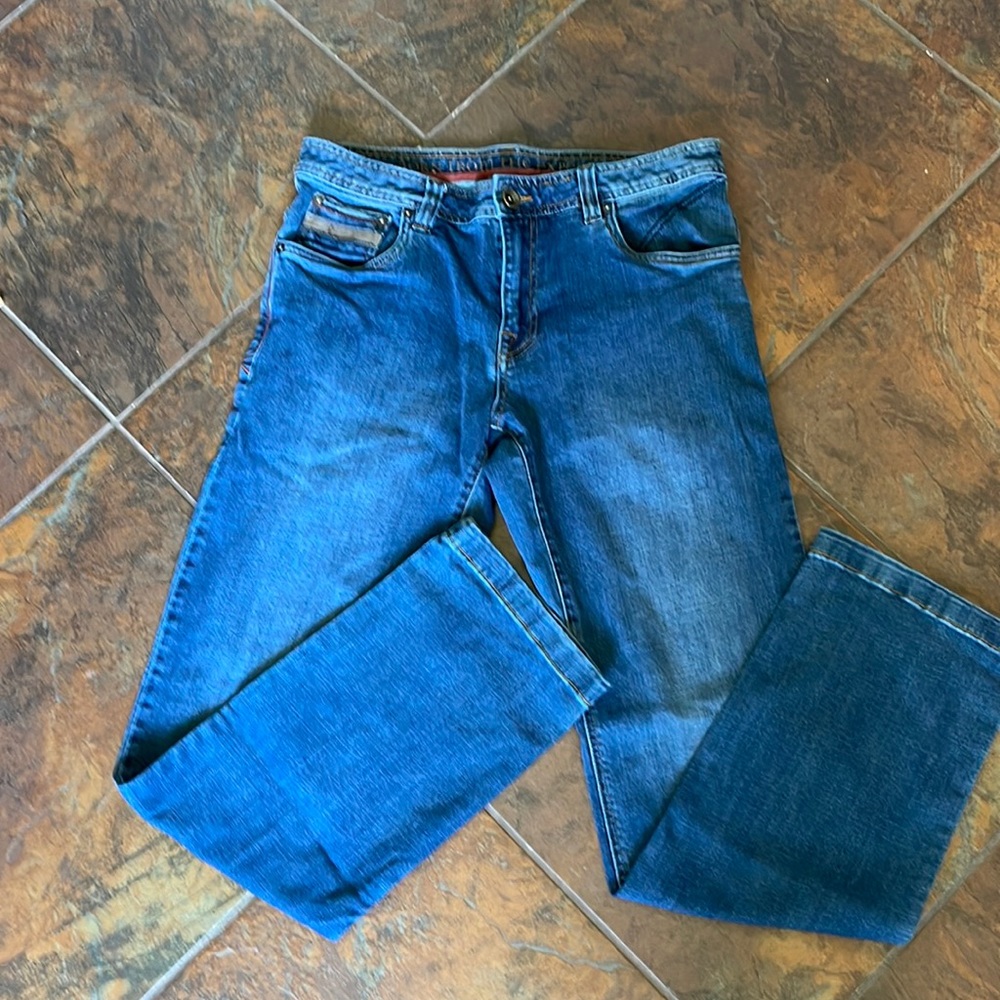 Men's PrAna Breathe Blue Denim Jeans 31x32 Slim Fit Straight Boot Cut RN124977